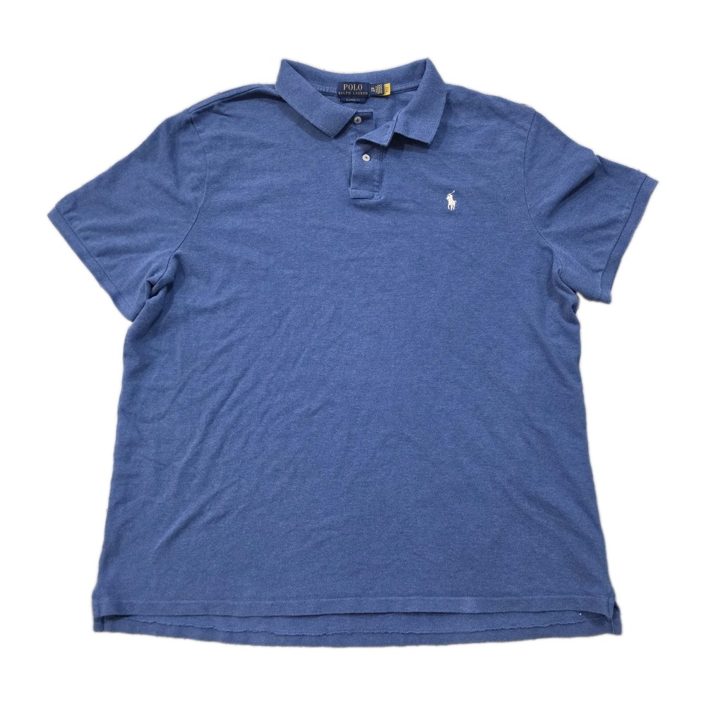 POLO Ralph Lauren Men's Classic Fit 2XL Blue Shirt White Pony